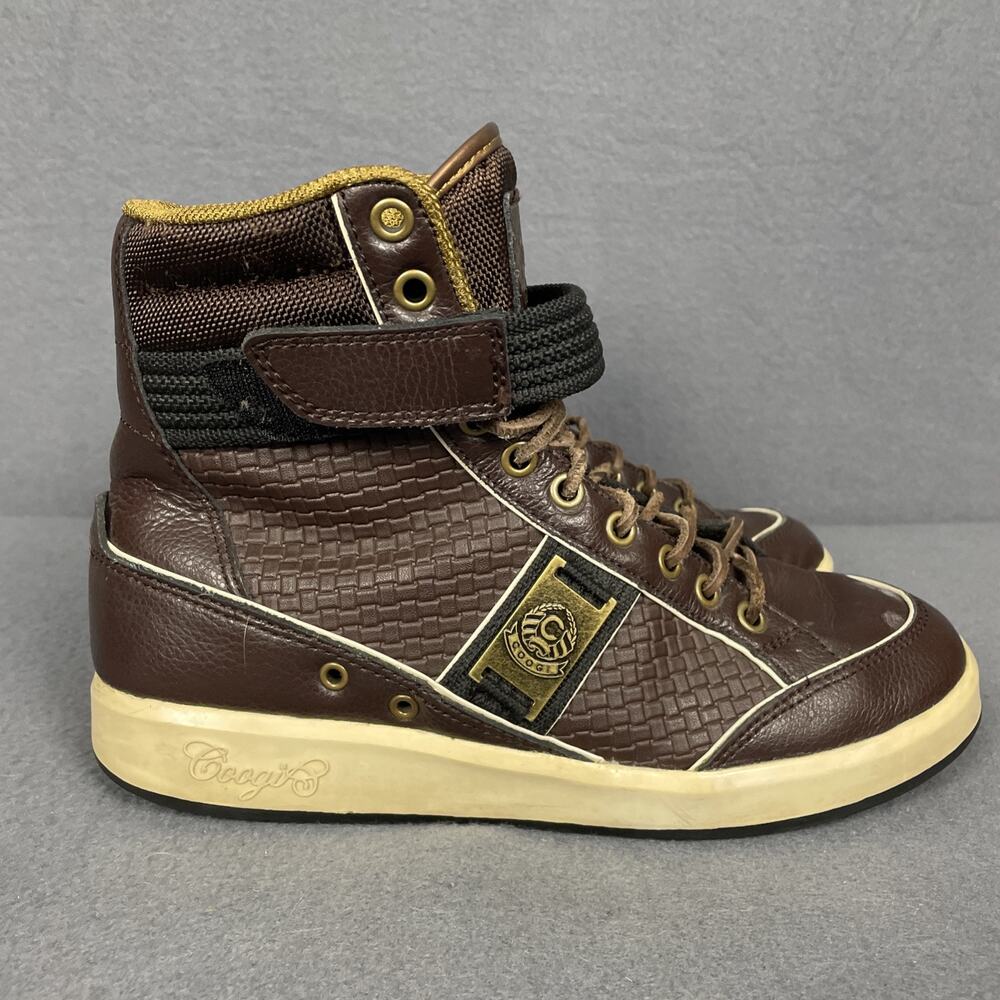 Coogi High Top CM1103 Mens Size 7.5 M Brown Leather Lace Up Strap Sneakers RARE - Picture 6 of 16